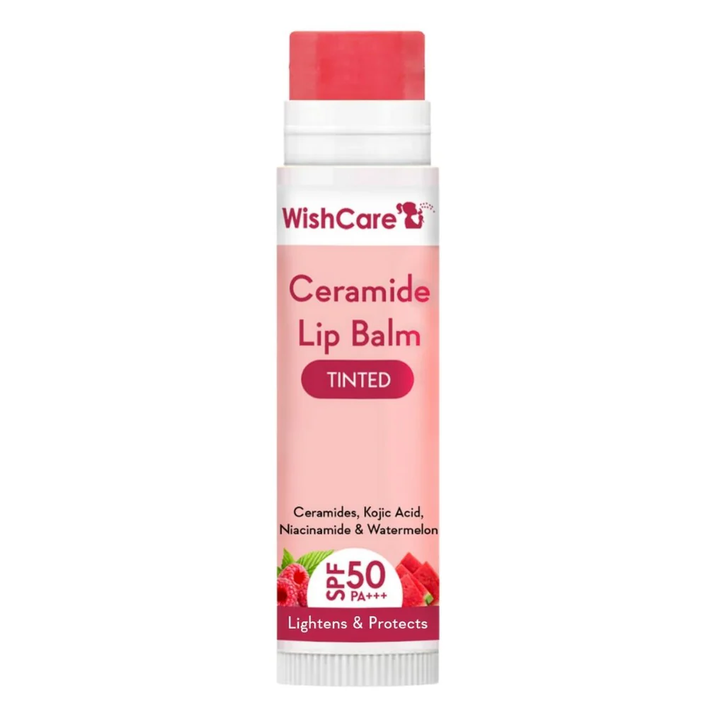 WishCare | Ceramide Lip Balm with SPF 50 PA+++ (Tinted) SPF Infused Lip Balm for Lip Brightening | 5g